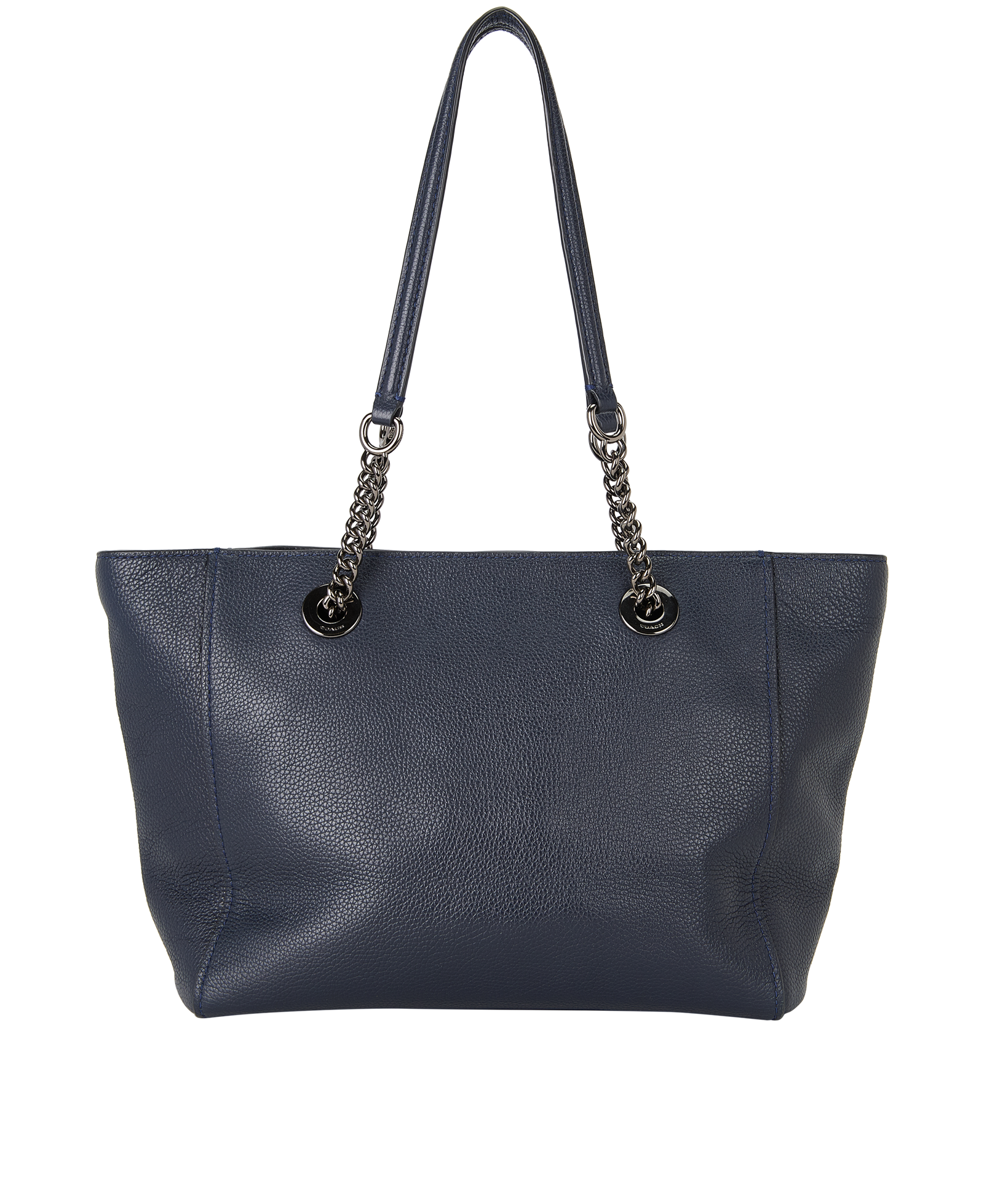 Turnlock Chain Tote, &pound;130, Handbags, Navy, Leather, Back view
